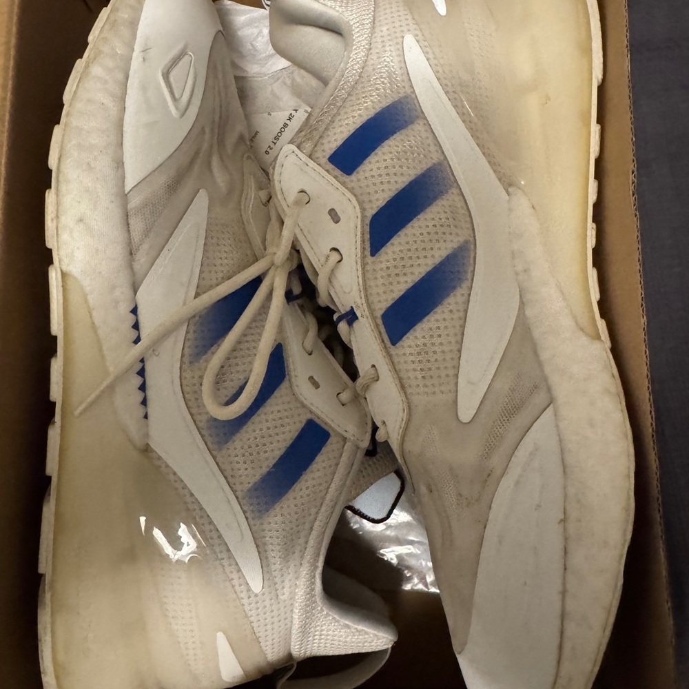 Men's Adidas White and Blue Athletic Shoes ZX 2K Boost 2.0 Size 11